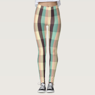 Pastel plaid pattern in horizontal stripes leggings