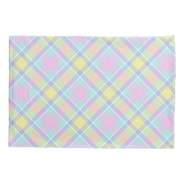 Pastel plaid pillowcase (Back)