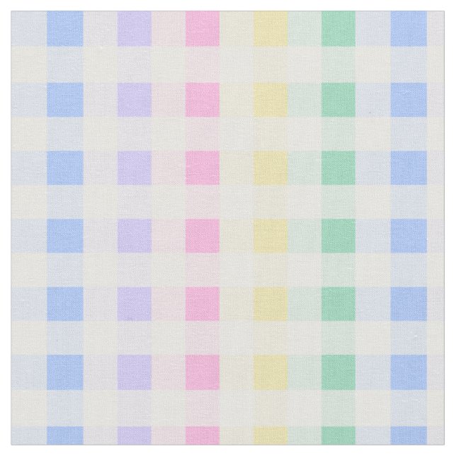 pastel plaid rainbow retro gingham fabric (Close Up)