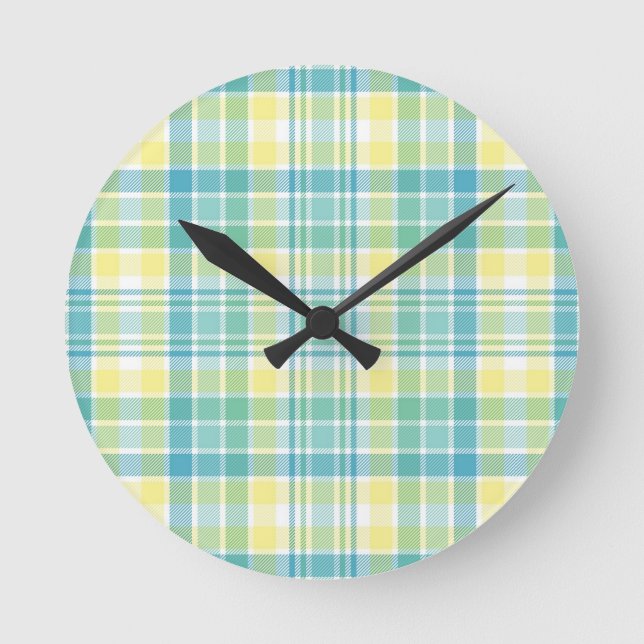Pastel Plaid Round Clock (Front)