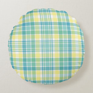 Pastel Plaid Round Cushion