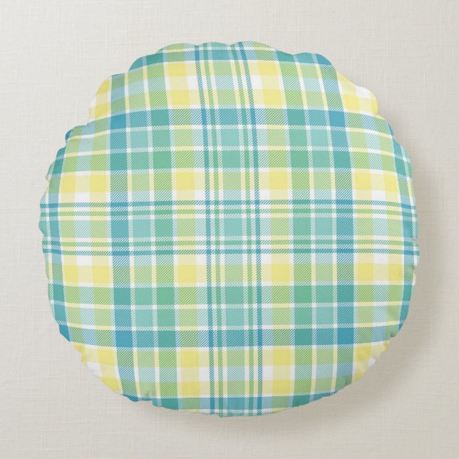 Pastel Plaid Round Cushion (Front)