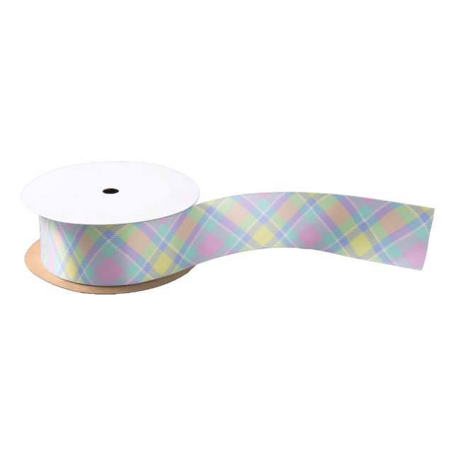 Pastel plaid  satin ribbon (Spool)
