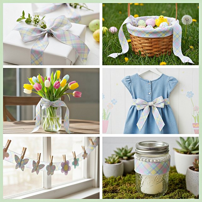 Pastel plaid  satin ribbon (Creator Uploaded)