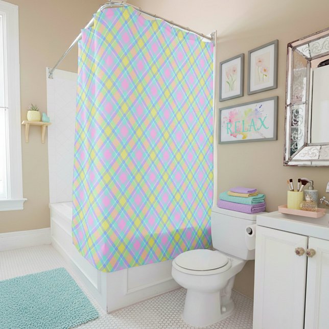 Pastel plaid shower curtain (Creator Uploaded)