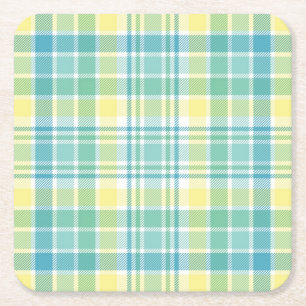 Pastel Plaid Square Paper Coaster