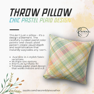 Pastel Plaid Throw Pillow