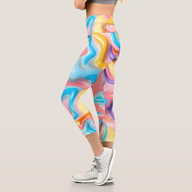 Pastel Plastic Fluid Abstract Capri Leggings (Left)
