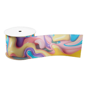 Pastel Plastic Fluid Abstract Satin Ribbon
