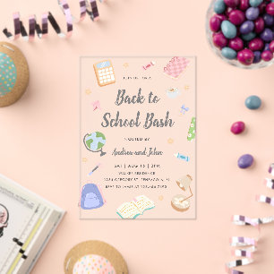 Pastel Playful Back To School Bash Party Acrylic Invitations