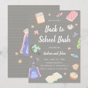 Pastel Playful Back To School Bash Party Invitation