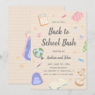Pastel Playful Back To School Bash Party Invitation