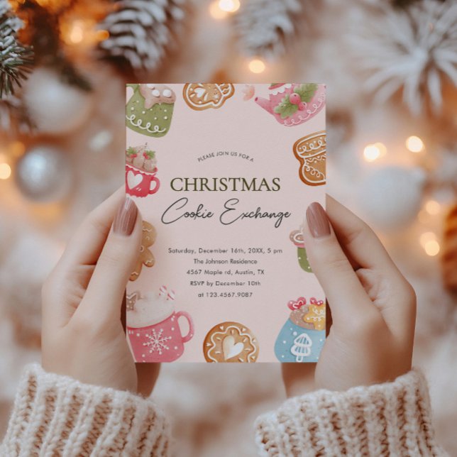 Pastel Playful Christmas Cookie Exchange Party  Invitation (Creator Uploaded)