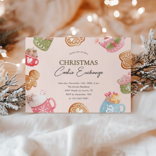 Pastel Playful Christmas Cookie Exchange Party  Invitation (Creator Uploaded)