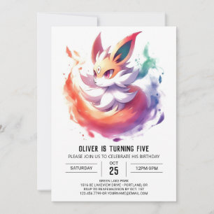 Pastel Playful Fox Birthday Invitation