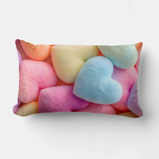 Pastel Plush Hearts Throw Pillow