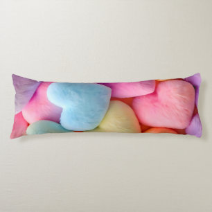 Pastel Plush Hearts Throw Pillow