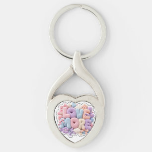 Pastel Plush "LOVE MORE" 3D Key Ring