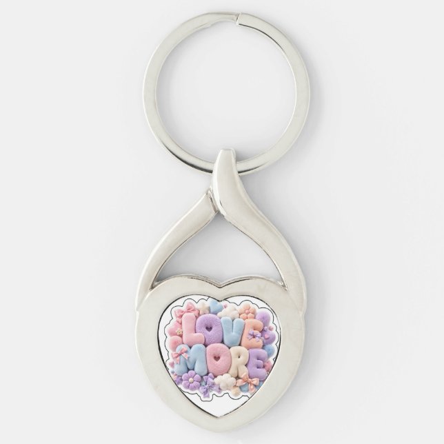 ​Pastel Plush "LOVE MORE" 3D  Key Ring (Front)