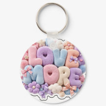 ​Pastel Plush "LOVE MORE" 3D keychain