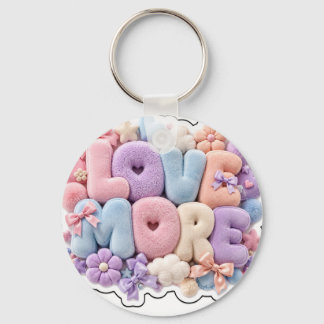 ​Pastel Plush "LOVE MORE" 3D keychain