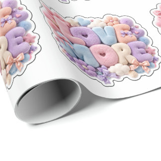 ​Pastel Plush "LOVE MORE" 3D Typography Tee Wrapping Paper