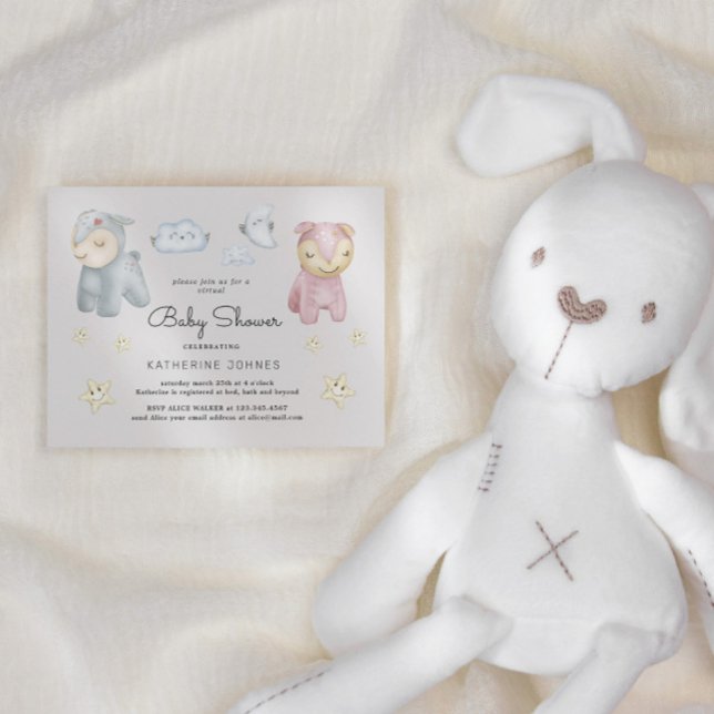 Pastel Plush Toys And Stars Baby Shower Invitation (Creator Uploaded)