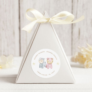 Pastel Plush Toys Baby Shower Classic Round Sticker
