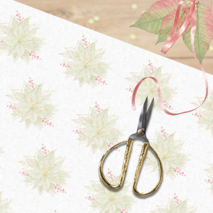 Pastel Poinsettia Pink Gold Traditional Pretty Tissue Paper