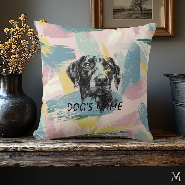 Pastel Pointer Portrait – Modern Abstract Art Cushion (Creator Uploaded)