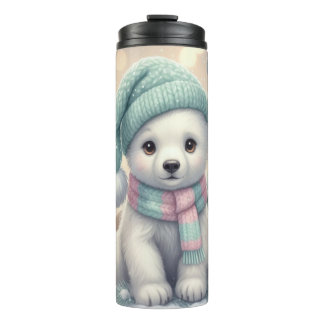 Pastel Polar Bear Christmas Pattern Thermal Tumbler