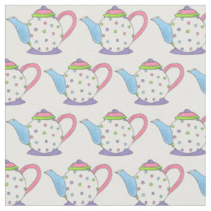 Pastel Polka Dot Ceramic Tea Party Pot Teapot Fabric