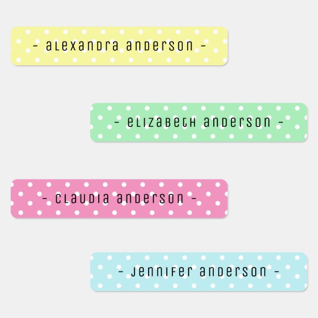 Pastel Polka Dot Kids Name Label (Group)