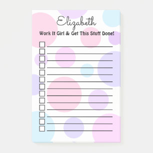 Pastel Polka Dot Monogram Personalised Feminine Post-it Notes