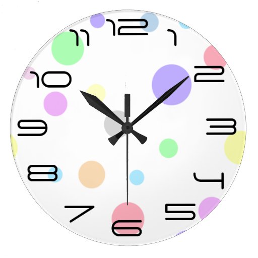 Image of Pastel Polka Dot Pattern Large Clock