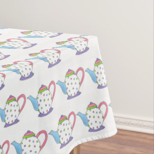 Pastel Polka Dot Tea Pot Teapot Party Shower Tablecloth
