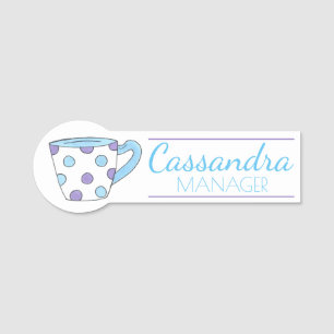 Pastel Polka Dot Teacup Tea Cup Cafe Name Tag