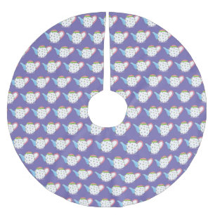 Pastel Polka Dot Teapot Afternoon Tea Party Pot Brushed Polyester Tree Skirt