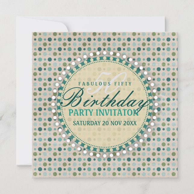 Pastel Polka Dots 50th Birthday Party Invitations (Front)