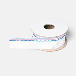 Pastel Polka Dots and Curved Stripes Grosgrain Ribbon