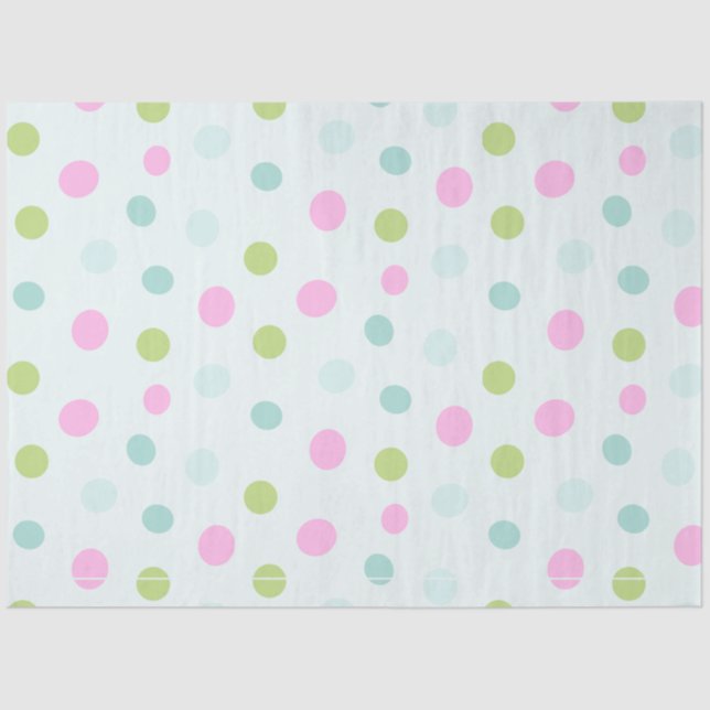 Pastel Polka Dots Blue Green Pink Christmas Tissue Paper (Front)