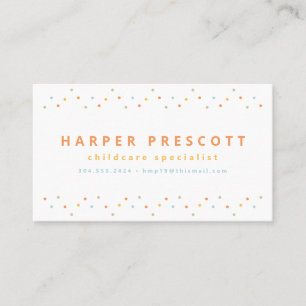 Pastel polka dots childcare babysitter business card