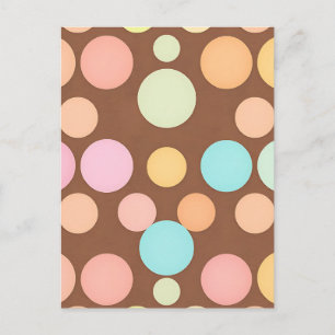 Pastel Polka Dots Chocolate Pattern Postcard