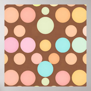 Pastel Polka Dots Chocolate Pattern Poster