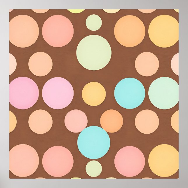 Pastel Polka Dots Chocolate Pattern Poster (Front)