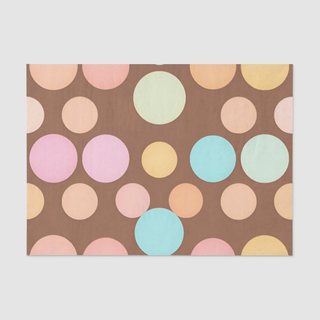 Pastel Polka Dots Chocolate Pattern Tissue Paper (Front)