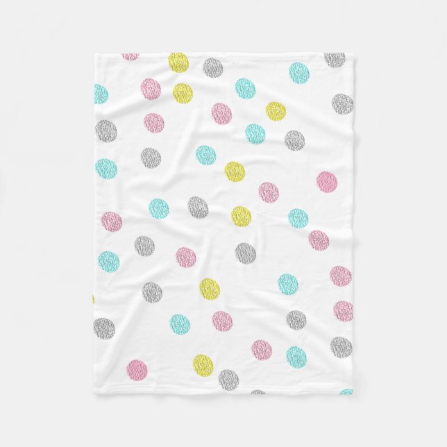 Pastel Polka Dots Fleece Blanket (Front)