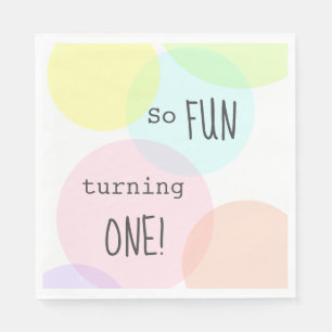 Pastel Polka Dots Fun To Be One First Birthday Napkin