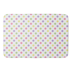 Pastel Polka Dots on White Bath Mat