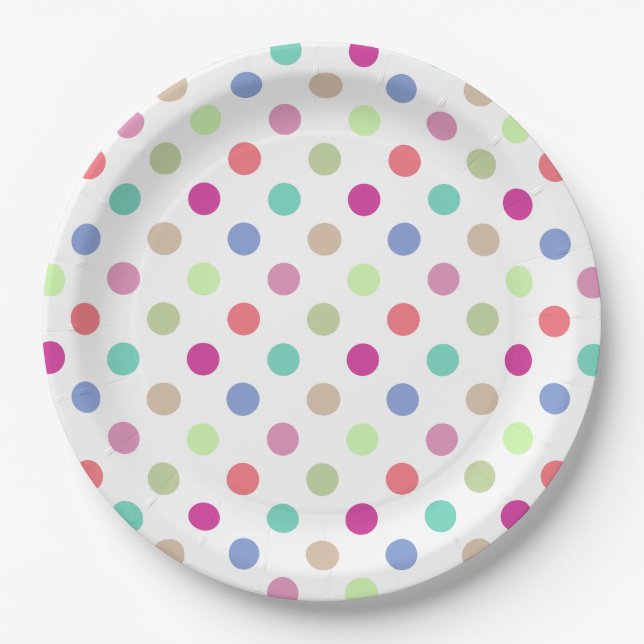 Pastel Polka Dots Paper Plate (Front)